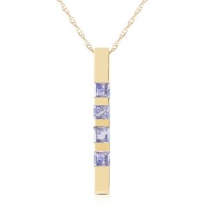 14K. SOLID GOLD NECKLACE BAR WITH NATURAL TAZANITE